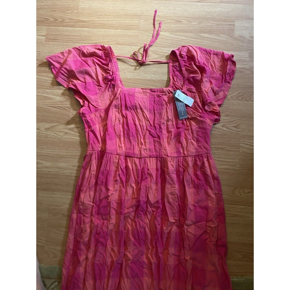 Lane Bryant Size 18 Plaid Sundress Pink/Orange Effortless Chic With Pockets